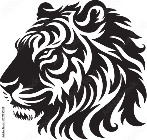 Tiger Silhouette line art vector illustration on white background