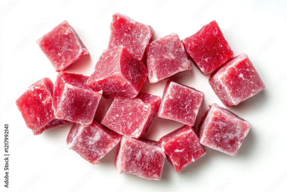 Red Turkish delight cubes scattered on white. Perfect for food blogs, recipes, and dessert-themed projects. Red Turkish delight cubes scattered on white. Perfect for food blogs, recipes, and dessert-themed projects.