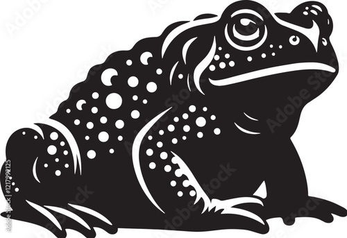 Toad Silhouette line art vector illustration on white background photo