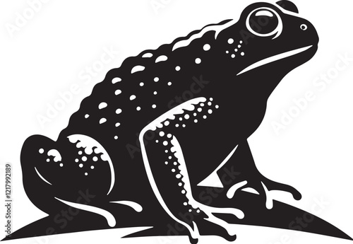 Toad Silhouette line art vector illustration on white background photo
