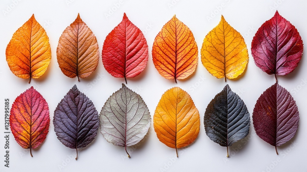 Obraz premium Autumnal Leaf Collection: A Spectrum of Fall Colors