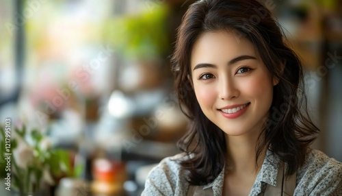 Portrait of a Smiling Young Asian Woman