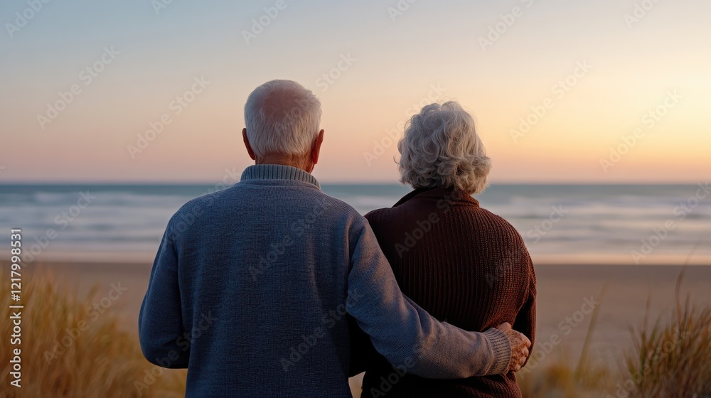 Fototapeta premium Joyful embrace at sunset by the seaside