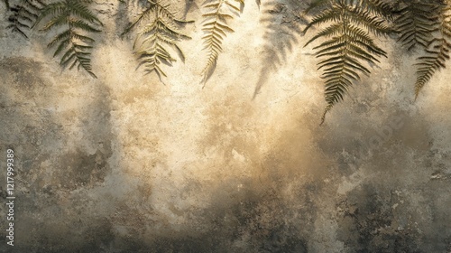 Fern Shadows on a Textured Wall Background