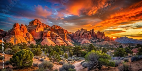 rock formations, long exposure, desert landscape, scenic view, nature, las vegas, sunset, red rock canyon, landscape, sky, mountains, rock, mountain, canyon, travel, desert, utah, zion, park, arizona,