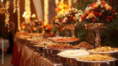 Lavish Buffet Display at Wedding Reception