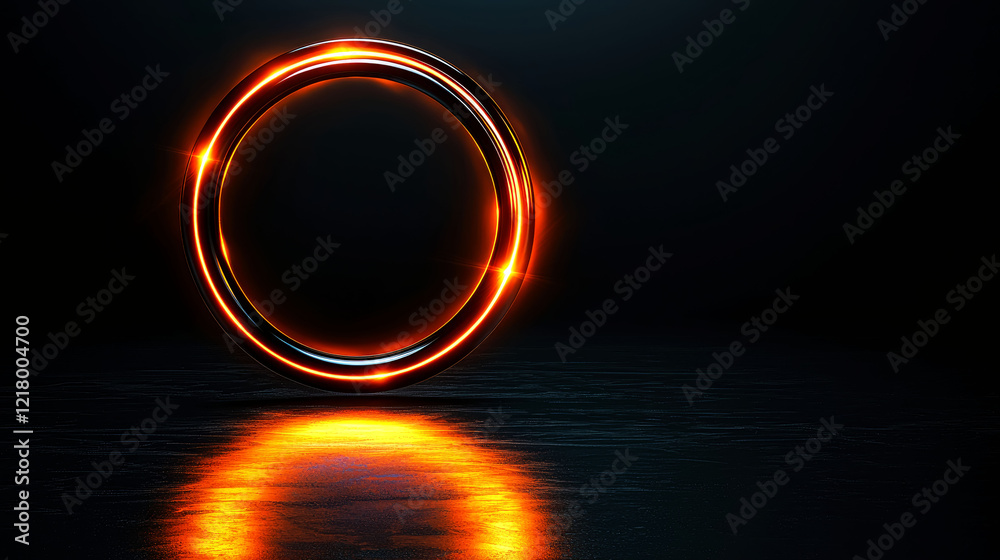 Glowing Neon Circle: Abstract Dark Technology Background Image Glowing Neon Circle: Abstract Dark Technology Background Image