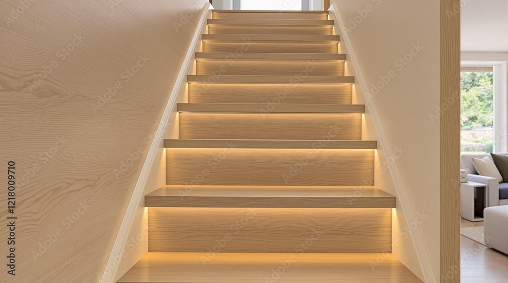 A minimalist staircase with LED lighting A minimalist staircase with LED lighting