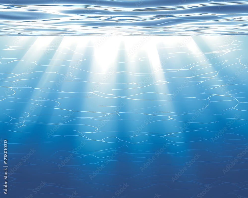 Fototapeta premium Underwater sunbeams illuminating ocean depths.