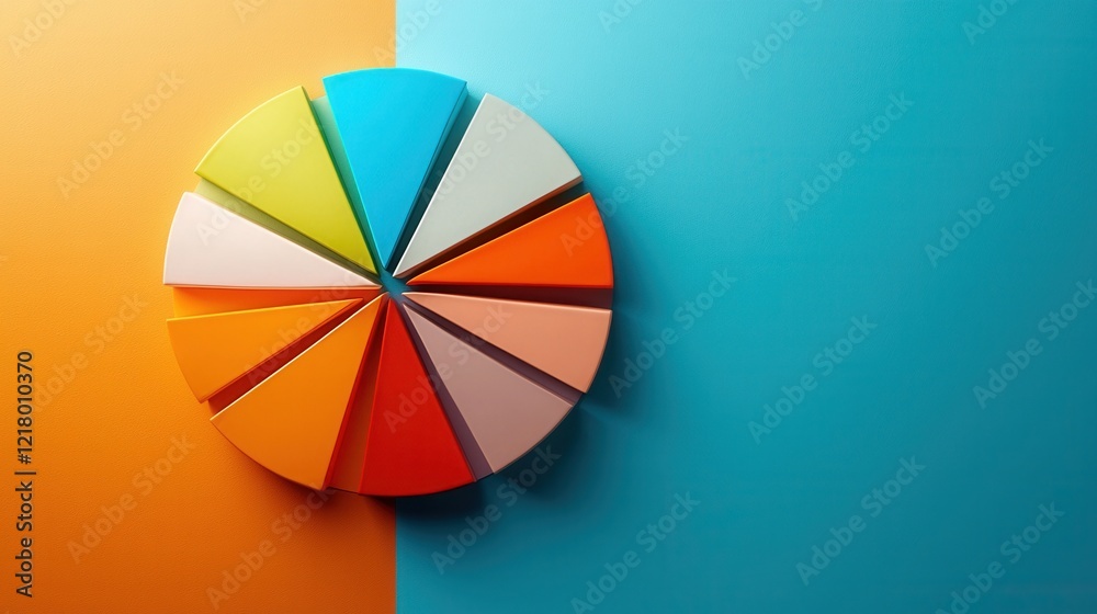 Fototapeta premium A vibrant pie chart illustrating the distribution of skincare routines by age group for men