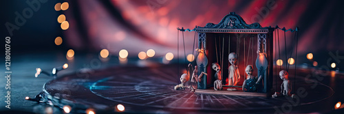 Eerie Puppet Show in Dark Room with Fairy Lights