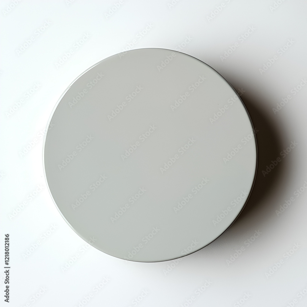 Top view of a round, light gray container on a white background.  Perfect for product display or minimalist design.
