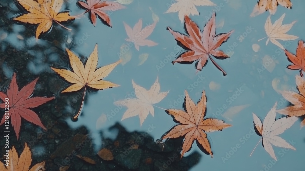 Tranquil Floating Leaves in Calm Water Reflections Tranquil Floating Leaves in Calm Water Reflections
