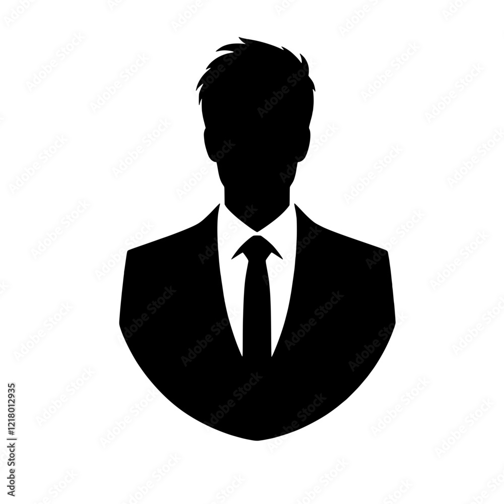Silhouette of Businessman: A strong, impactful silhouette of a man in a suit and tie, perfect for representing business, professionalism, or anonymity. Silhouette of Businessman: A strong, impactful silhouette of a man in a suit and tie, perfect for representing business, professionalism, or anonymity.
