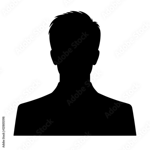 Anonymous Profile Silhouette: A sleek, minimalist silhouette of a person in business attire, ideal for representing an anonymous user, placeholder, or profile image.  The design is clean and simple.