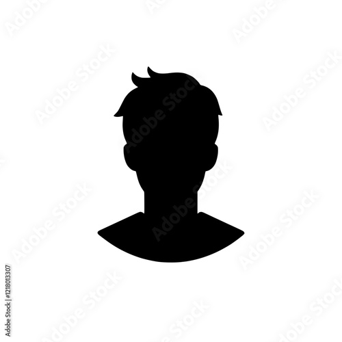 Male Profile Silhouette: A simple yet versatile silhouette of a male profile, perfect for representing anonymous users or profiles, privacy, or general concepts related to identity.  
