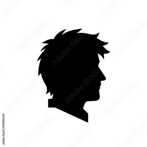 Profile Silhouette: A strong, minimalist silhouette of a man's head in profile, perfect for representing anonymity, identity, or a general human profile.  