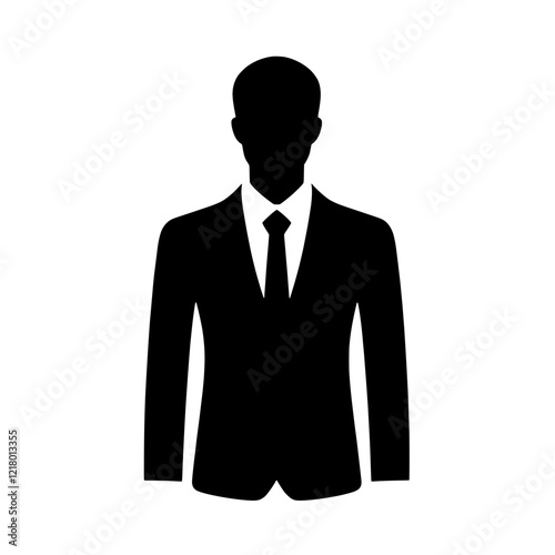 Business Professional Silhouette:  A simple yet powerful silhouette of a businessman in a suit and tie, conveying professionalism, leadership, and corporate identity.  