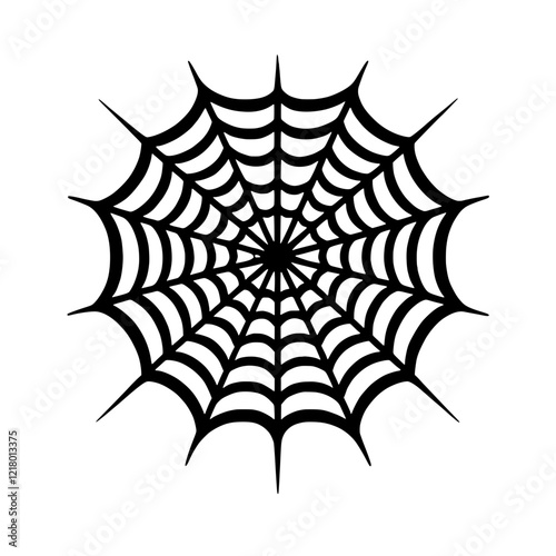 Spiderweb Intrigue: A detailed illustration of a spiderweb, showcasing its intricate radial design and geometric perfection. Perfect for Halloween, gothic designs, or nature-inspired projects. 