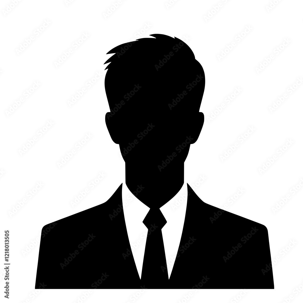 Generic Male Profile: A simple yet effective silhouette of a man in a suit and tie, ideal for use as a placeholder or anonymous profile image. Generic Male Profile: A simple yet effective silhouette of a man in a suit and tie, ideal for use as a placeholder or anonymous profile image.