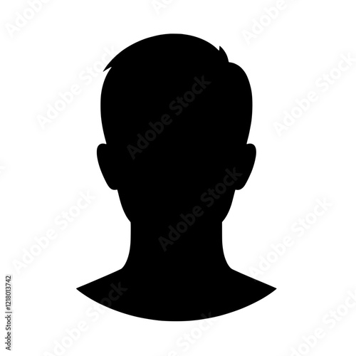 Male Profile Silhouette: A simple yet versatile silhouette of a male head and shoulders, perfect for use as a placeholder or anonymous profile image.  