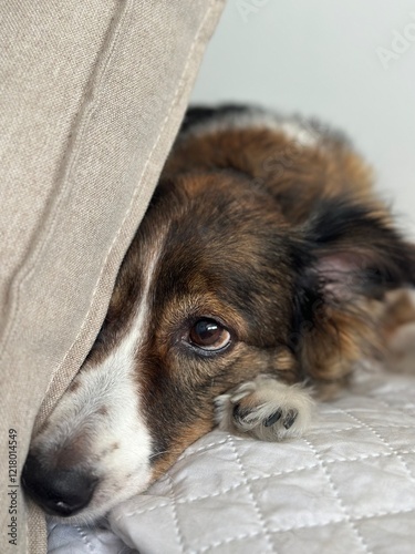 Cachorro deitado com cara de coitado
