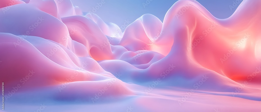 Obraz premium Abstract pink and blue wavy landscape.