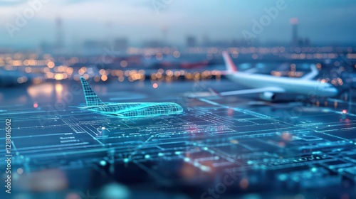 A futuristic depiction of intercontinental travel hubs with advanced AIdriven services