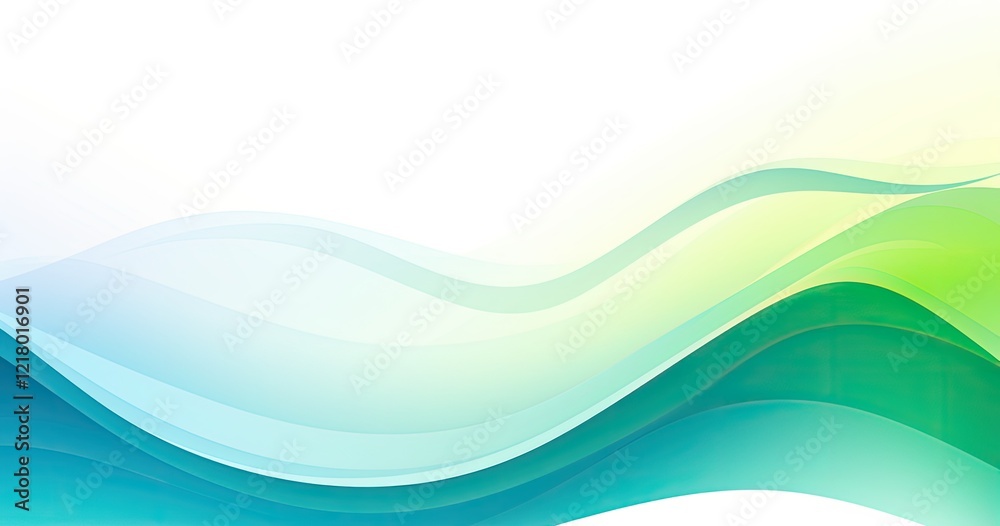 Obraz premium Abstract design featuring smooth, flowing waves in green and blue tones.