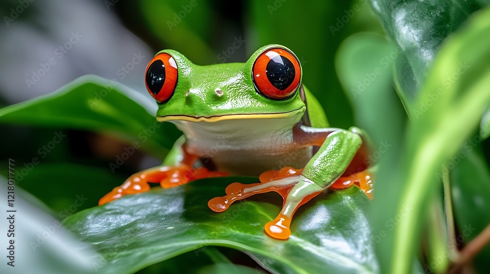 Naklejka premium Close-Up Portrait of a Red-Eyed Tree Frog
