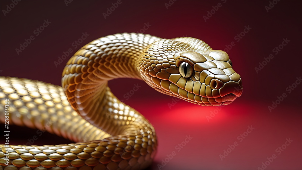 Obraz premium Close-Up of a Golden Snake