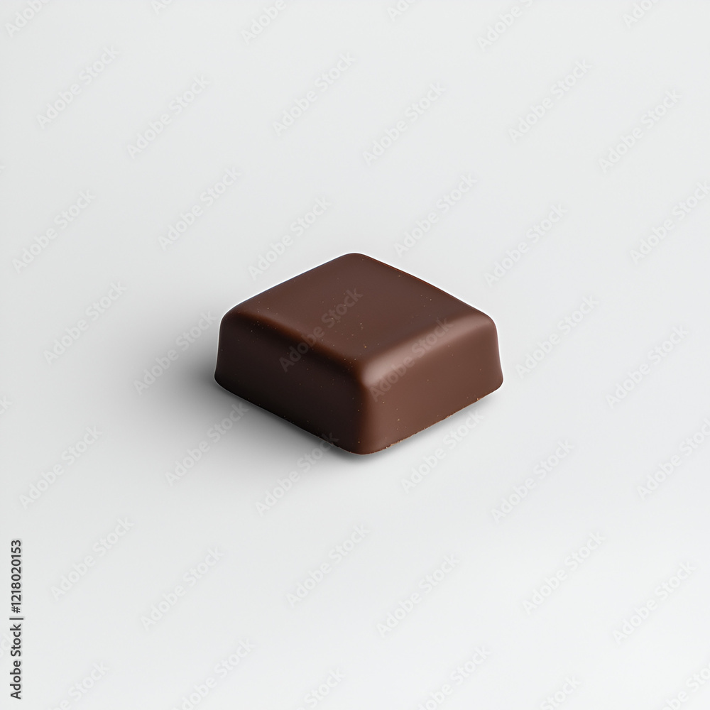A single, dark chocolate square rests on a minimalist white background, showcasing its rich, smooth texture and elegant shape. A single, dark chocolate square rests on a minimalist white background, showcasing its rich, smooth texture and elegant shape.