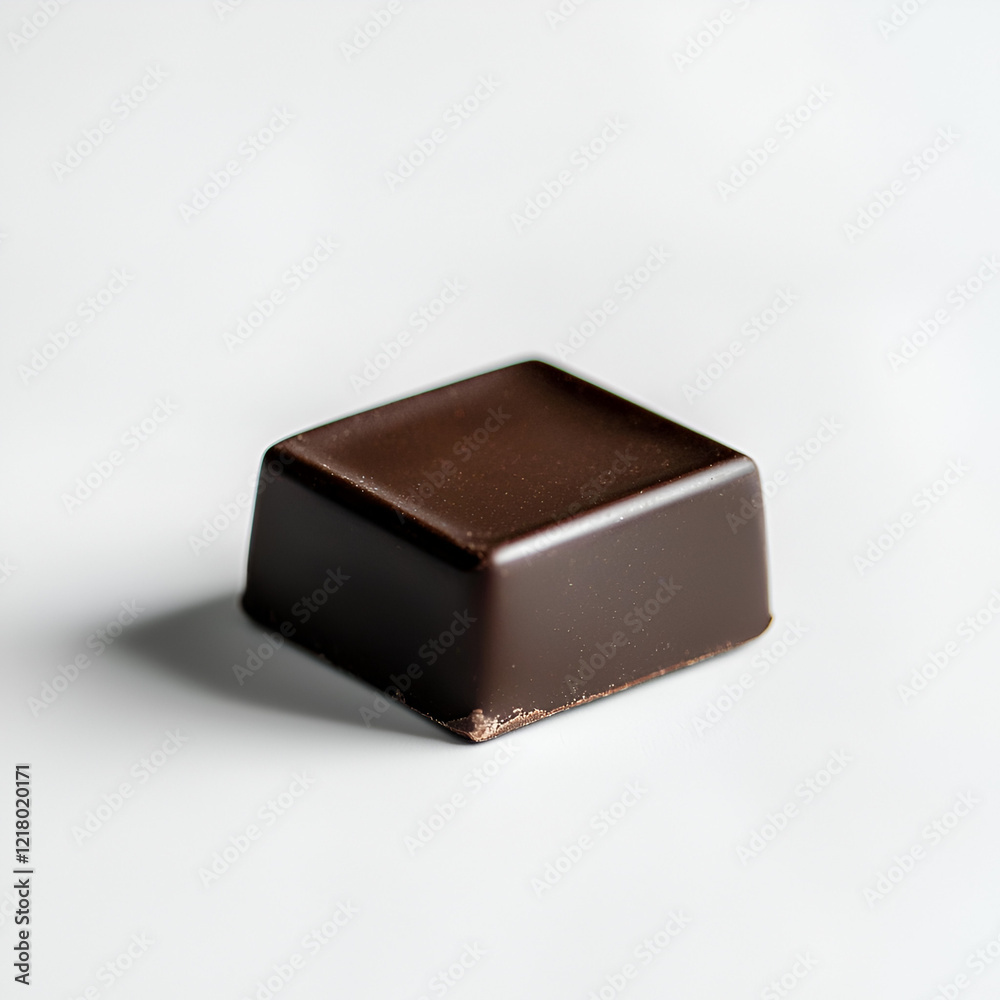 Single dark chocolate piece on white background. Rich, decadent, and perfect for indulgence. Single dark chocolate piece on white background. Rich, decadent, and perfect for indulgence.