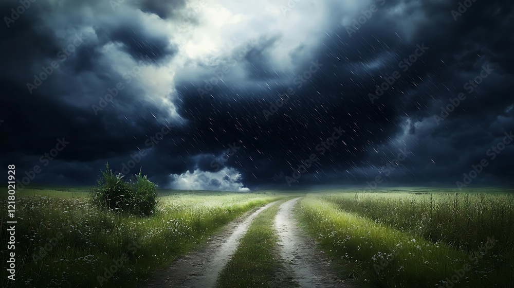 Fototapeta premium Rainy Day in a Meadow