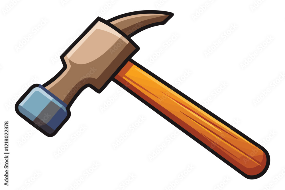 Well used hammer on isolated white background with wooden handle. Well used hammer on isolated white background with wooden handle.