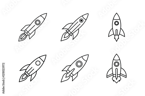 rocket icon line art vector illustration