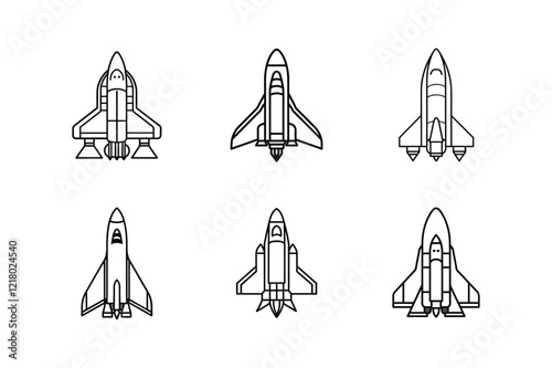 space shuttle icon line art vector illustration