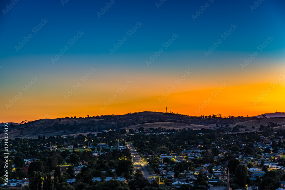 Fototapeta premium After Sunset, Nightfall falls over the town