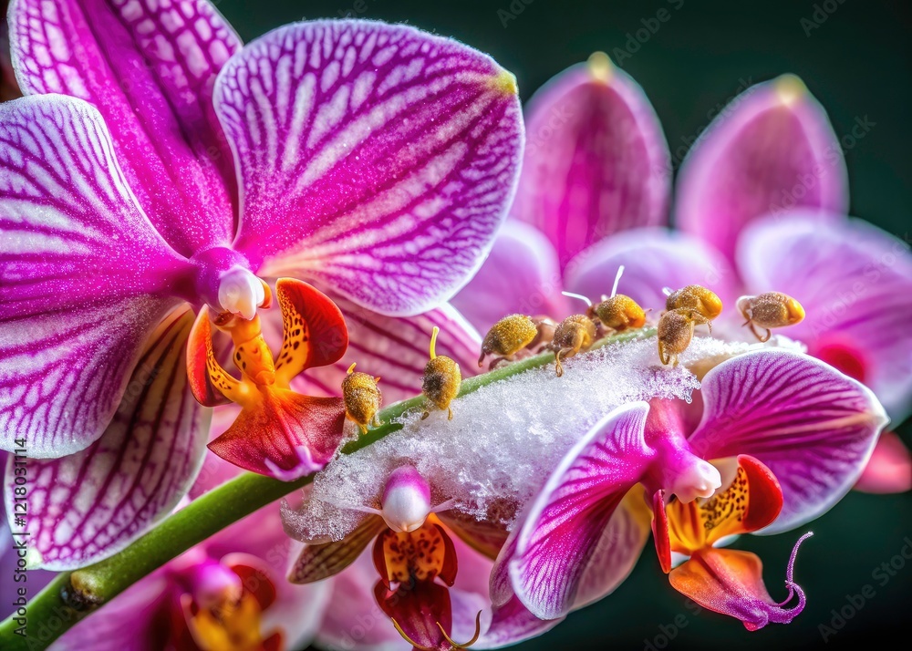 Orchid Pests: Long-tailed Mealybug Infestation - Pseudococcus longispinus Damage on Orchid Flower Orchid Pests: Long-tailed Mealybug Infestation - Pseudococcus longispinus Damage on Orchid Flower