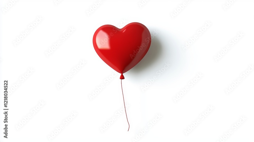 Celebratory heart balloon floating white background digital art minimalist design modern aesthetic Celebratory heart balloon floating white background digital art minimalist design modern aesthetic