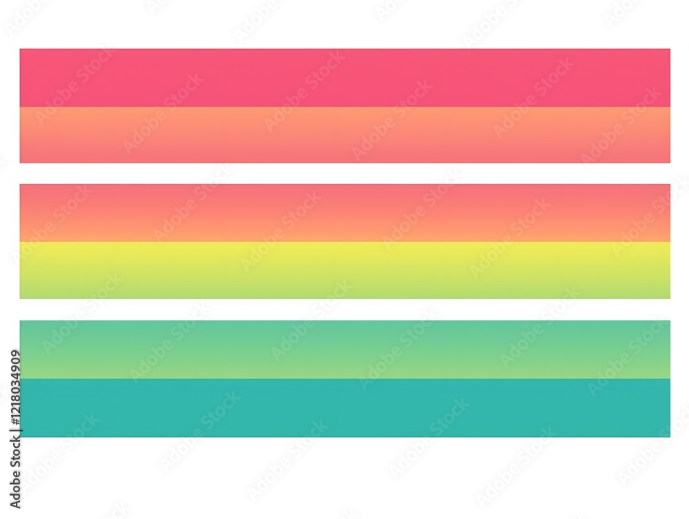 Three horizontal gradient stripes in red, orange, yellow, and green tones. Three horizontal gradient stripes in red, orange, yellow, and green tones.
