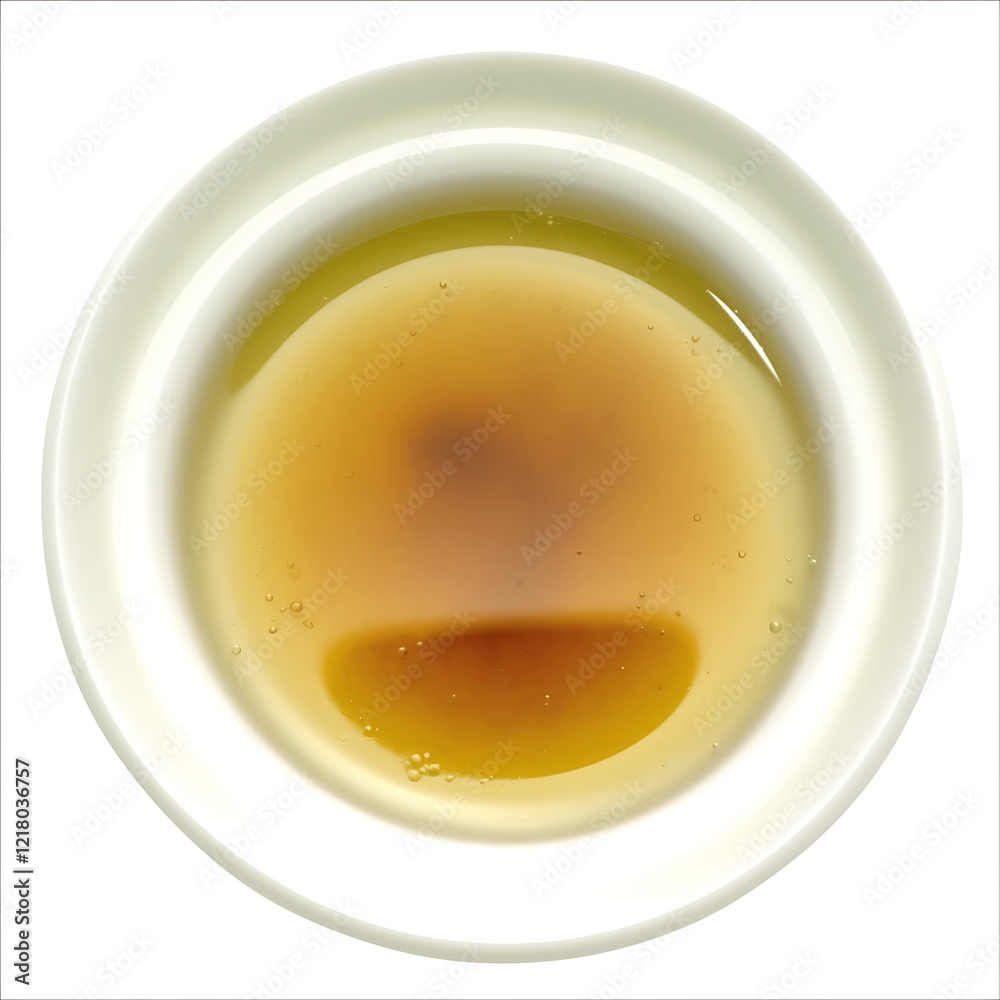 Top view of amber liquid in a small bowl. Top view of amber liquid in a small bowl.