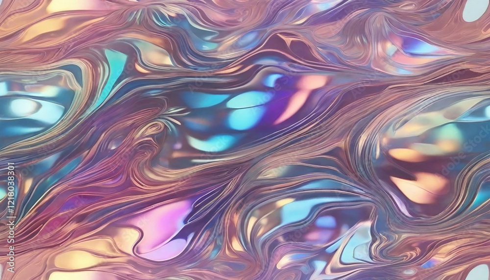 Naklejka premium A dreamy holographic foil texture that highlights a kaleidoscope of rainbow colors background .