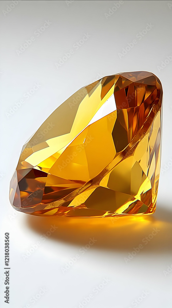 Sparkling amber gem on white, studio shot Sparkling amber gem on white, studio shot