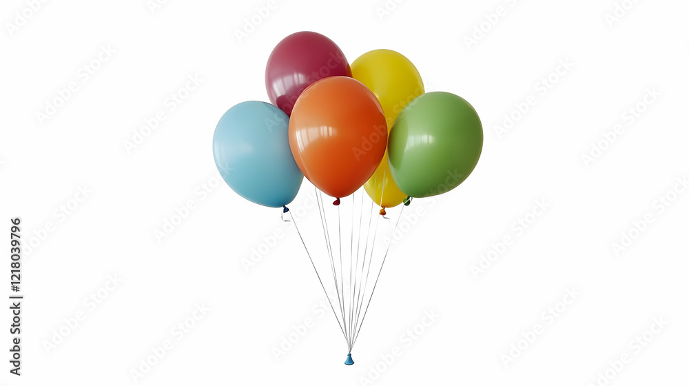 Colorful balloons bunch, celebration, white background, party