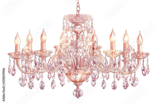 Vintage chandelier with crystals, isolated on transparent background