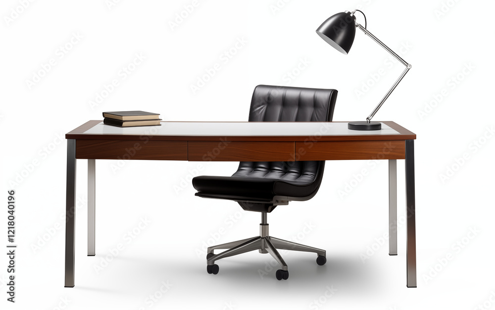 Office desk with lamp table isolated on white background Office desk with lamp table isolated on white background