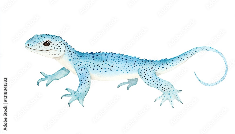 Naklejka premium Vibrant Blue Lizard Illustration Showcasing Detailed Features and Natural Habitat Elements