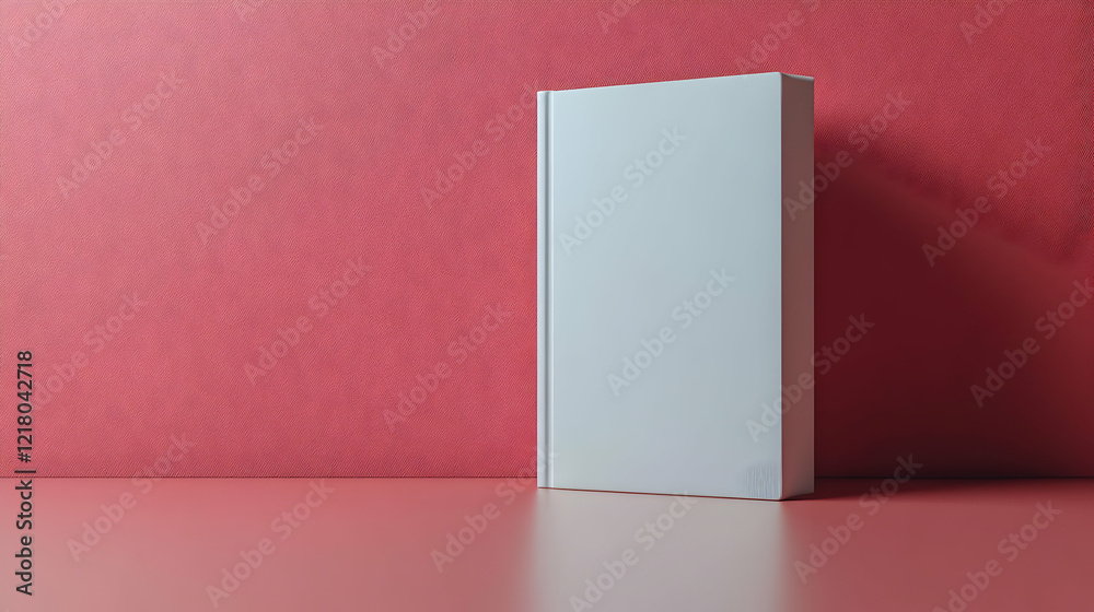 Clean White Book Mockup on Red Textured Background Clean White Book Mockup on Red Textured Background