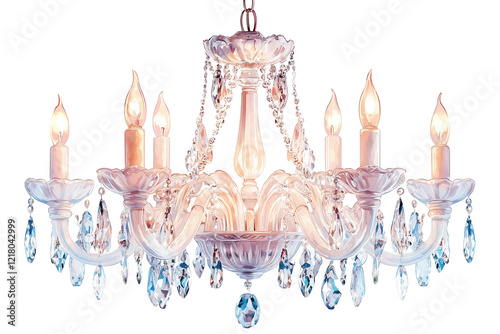 Vintage chandelier with crystals, isolated on transparent background